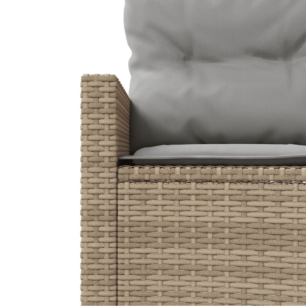 vidaXL Sofa ogrodowa, stolik i poduszki, okrągła, beżowy rattan PE