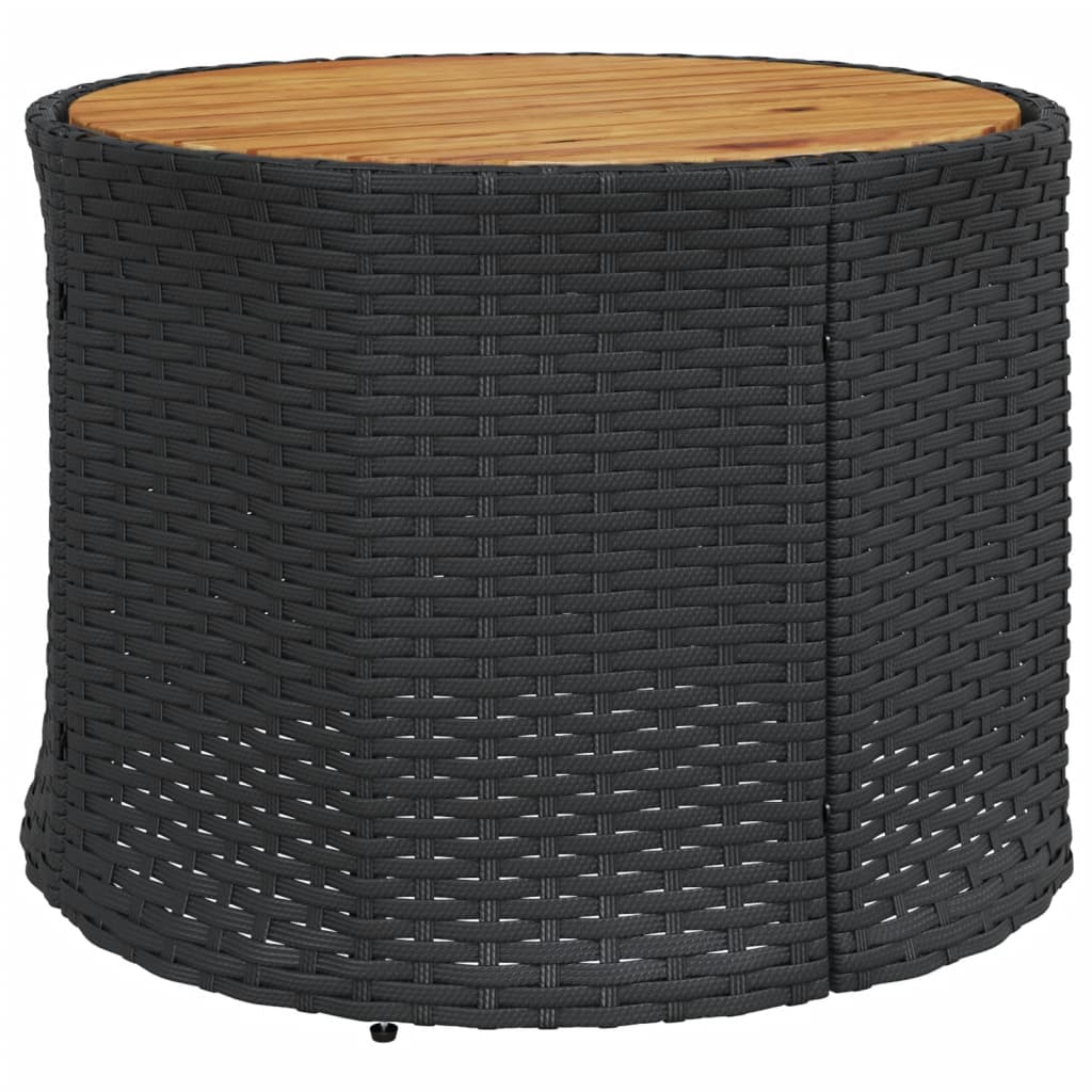 vidaXL Sofa ogrodowa, stolik i poduszki, okrągła, czarny rattan PE