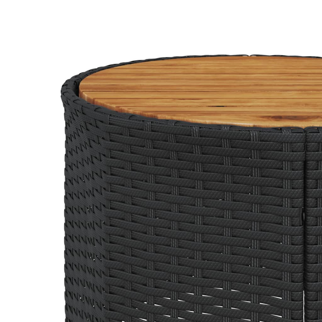 vidaXL Sofa ogrodowa, stolik i poduszki, okrągła, czarny rattan PE