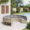 vidaXL Sofa ogrodowa z poduszkami, okrągła, beżowy rattan PE