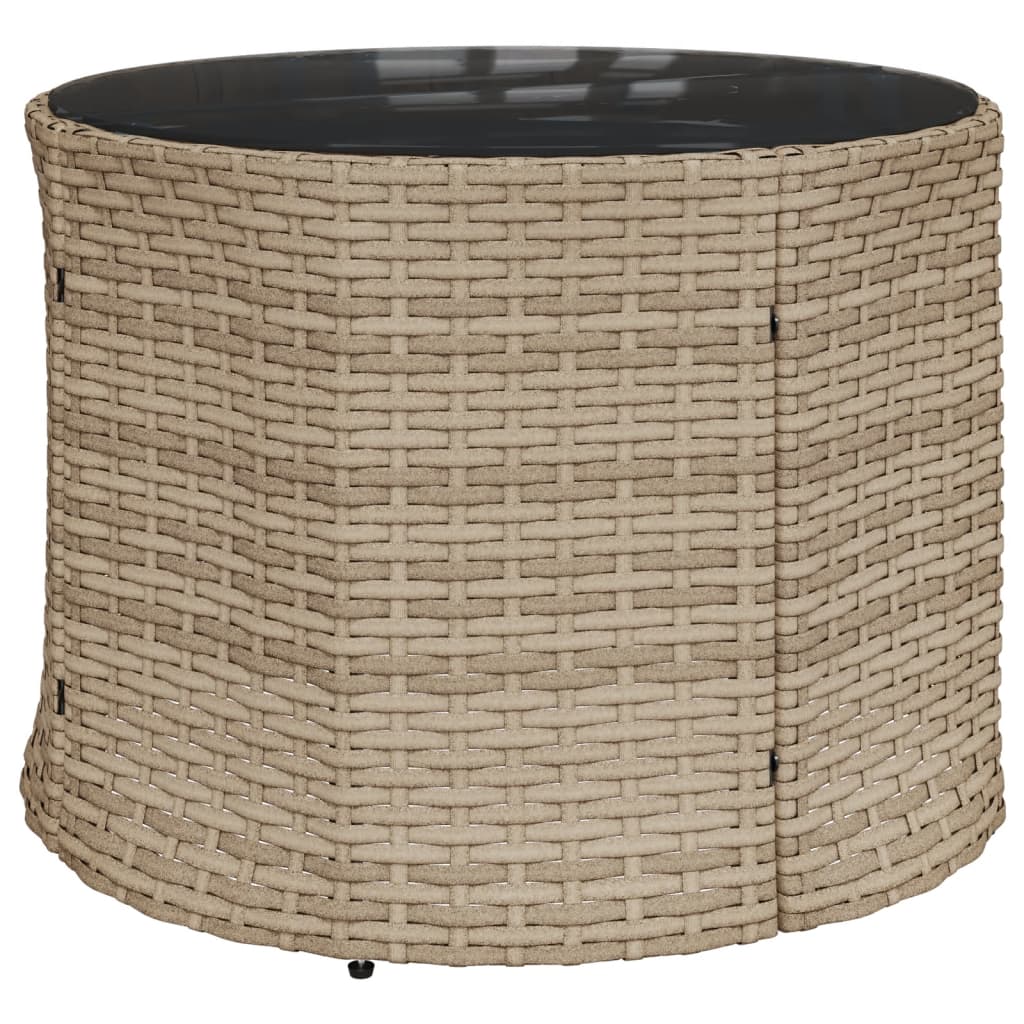 vidaXL Sofa ogrodowa, stolik i poduszki, okrągła, beżowy rattan PE