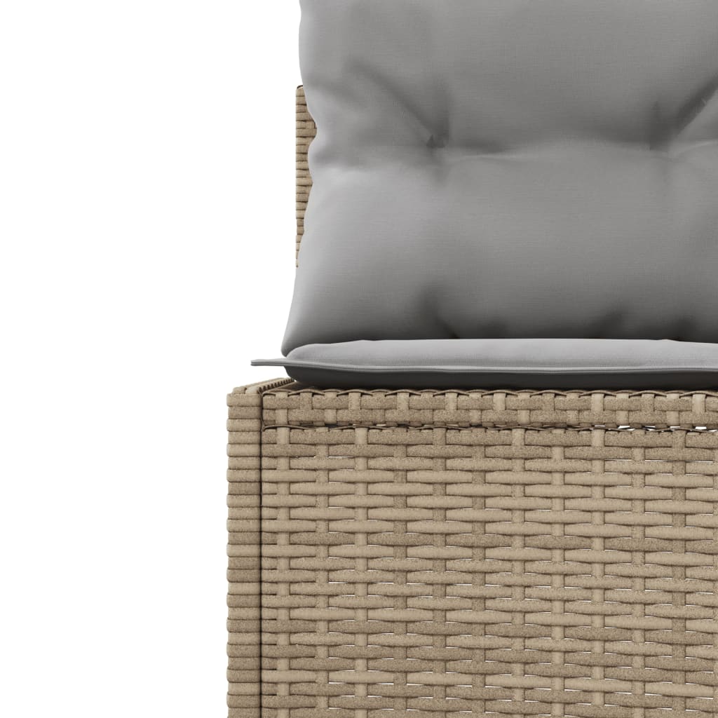vidaXL Sofa ogrodowa, stolik i poduszki, okrągła, beżowy rattan PE