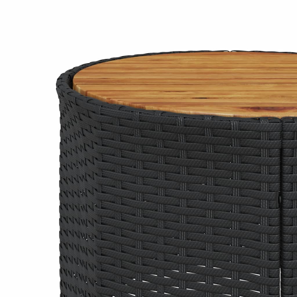 vidaXL Sofa ogrodowa, stolik i poduszki, okrągła, czarny rattan PE