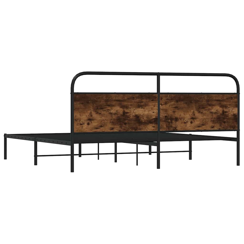 vidaXL Metalowa rama łóżka, bez materaca, przydymiony dąb, 180x200 cm