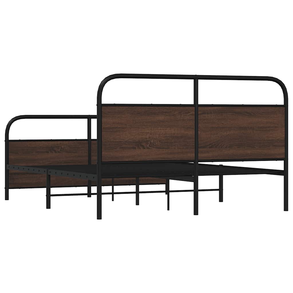 vidaXL Metalowa rama łóżka, bez materaca, brązowy dąb, 160x200 cm