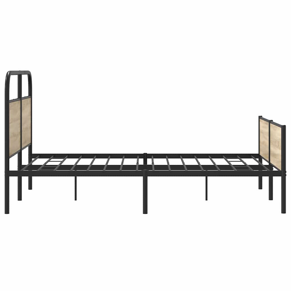 vidaXL Metalowa rama łóżka, bez materaca, przydymiony dąb, 180x200 cm