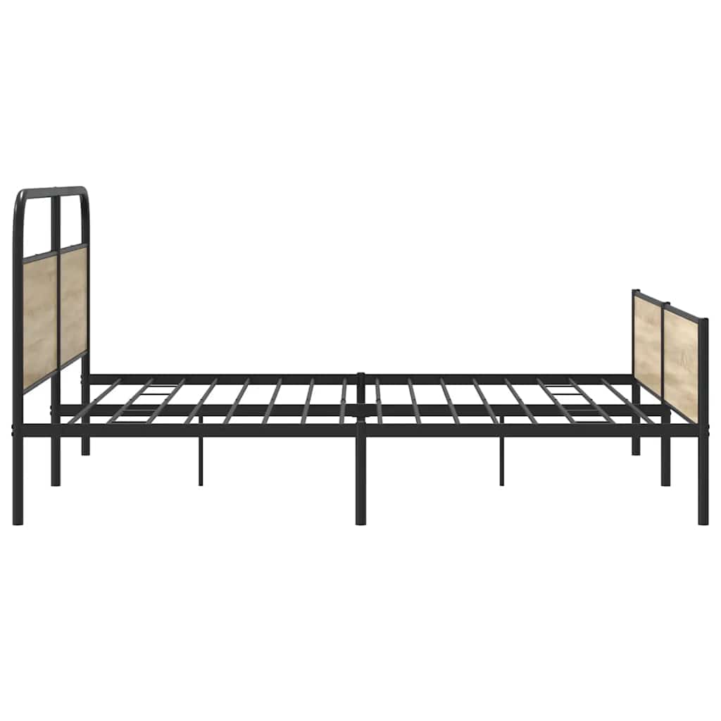 vidaXL Metalowa rama łóżka, bez materaca, przydymiony dąb, 150x200 cm
