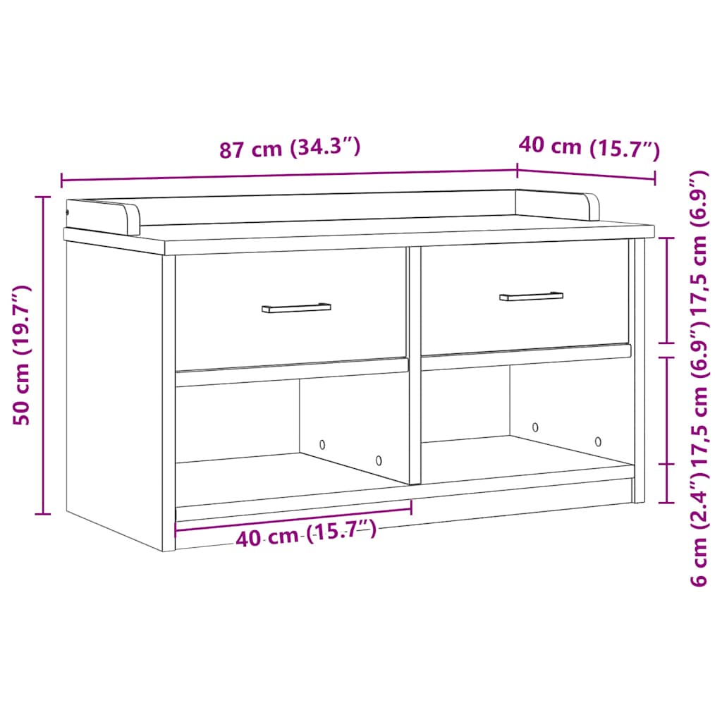 vidaXL Ławka do przedpokoju "SANDNES" 87x40x50 cm lite drewno sosnowe