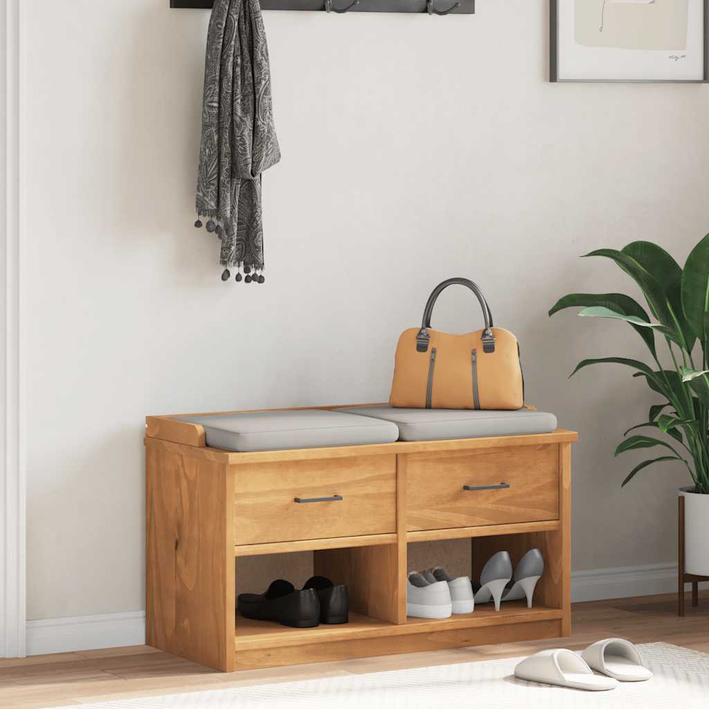 vidaXL Ławka do przedpokoju "SANDNES" 87x40x50 cm lite drewno sosnowe