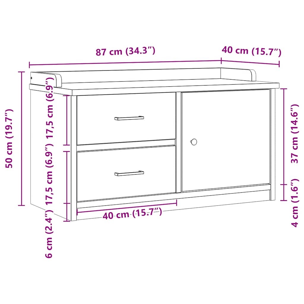 vidaXL Ławka do przedpokoju "SANDNES" 87x40x50 cm lite drewno sosnowe
