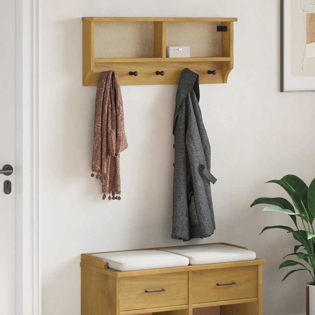 vidaXL Wieszak ścienny na ubrania SANDNES 87x12x35cm Drewno lite Sosna