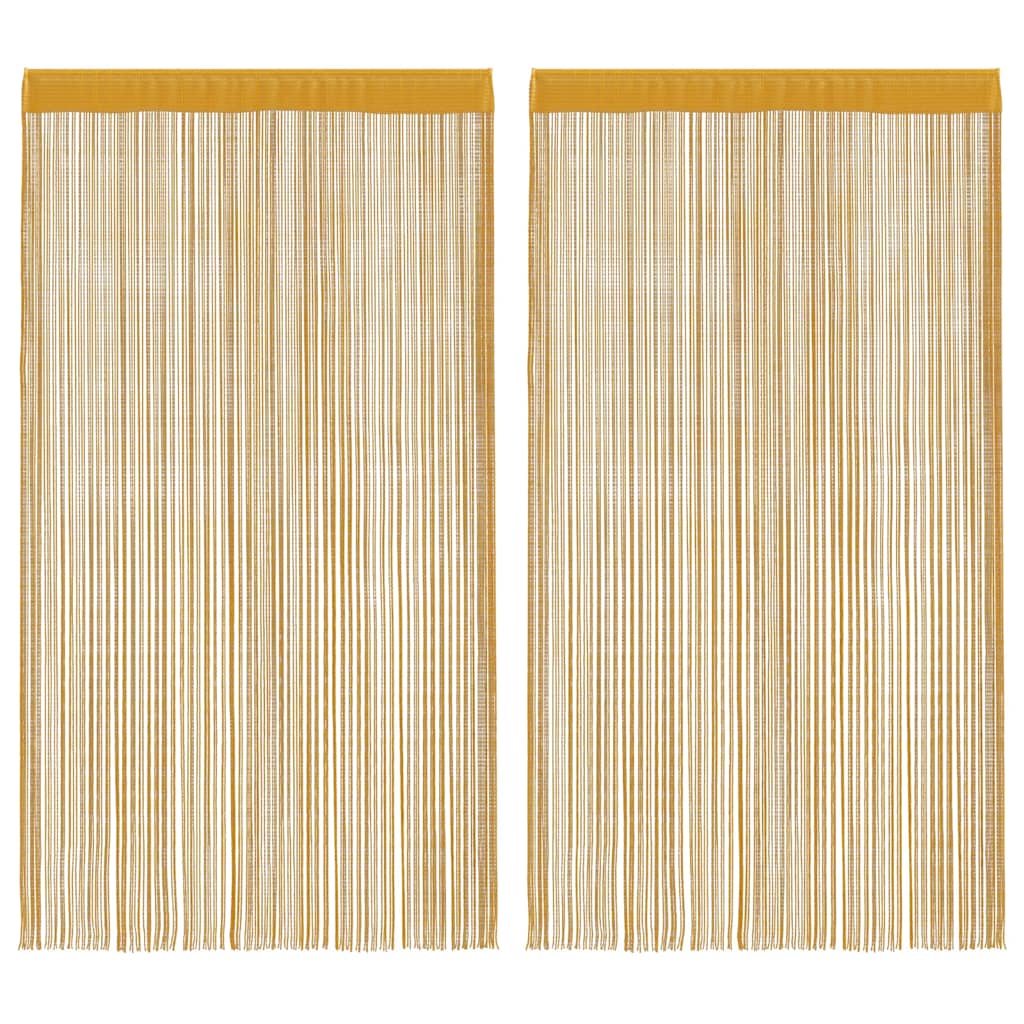 vidaXL Zasłony sznurkowe 2 szt. Złote 100x250 cm