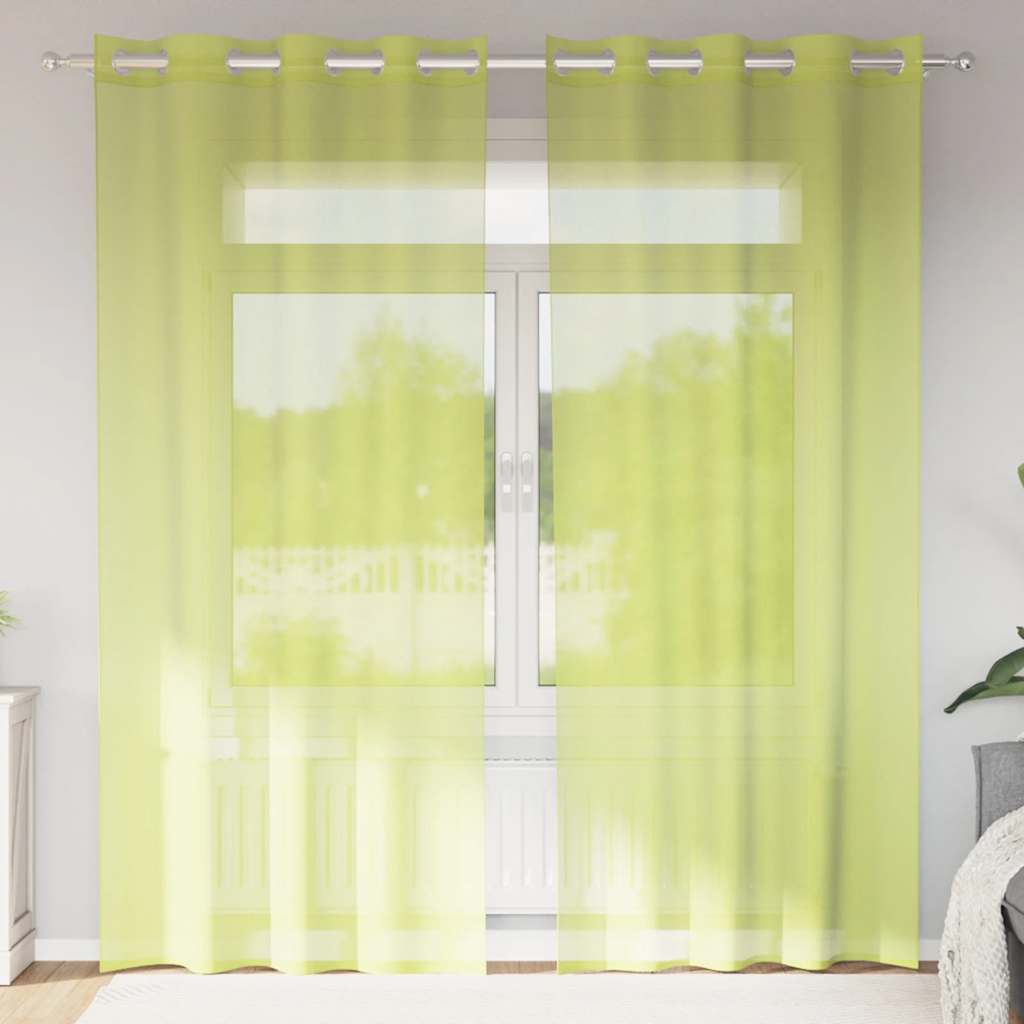 vidaXL Zasłony woalowe z przelotkami 2 szt. Jabłkowo-zielone 140x225cm
