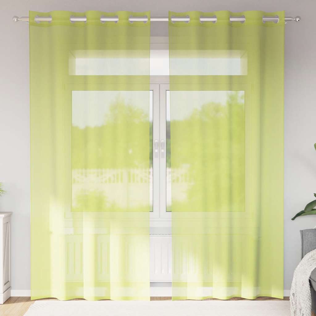 vidaXL Zasłony woalowe z przelotkami 2 szt. Jabłkowo-zielone 140x245cm