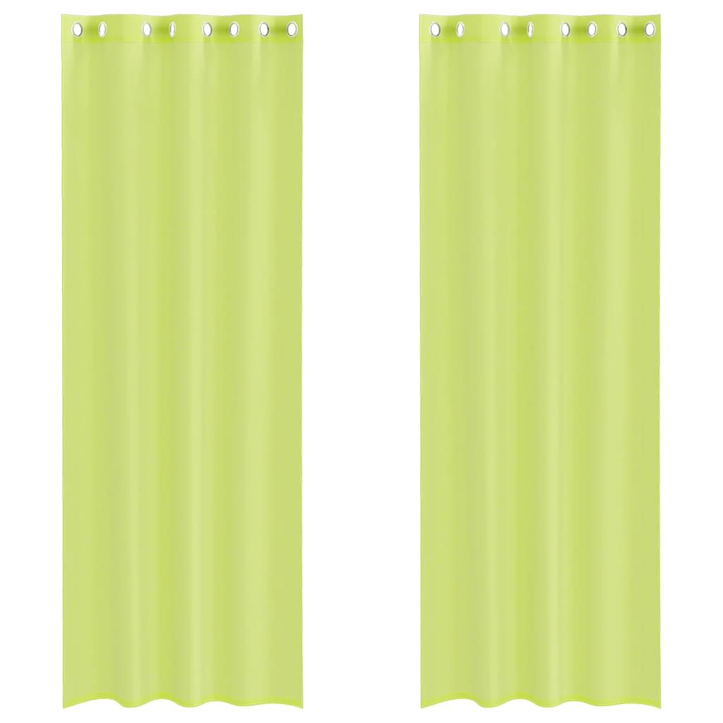 vidaXL Zasłony woalowe z przelotkami 2 szt. Jabłko zielone 140x260 cm