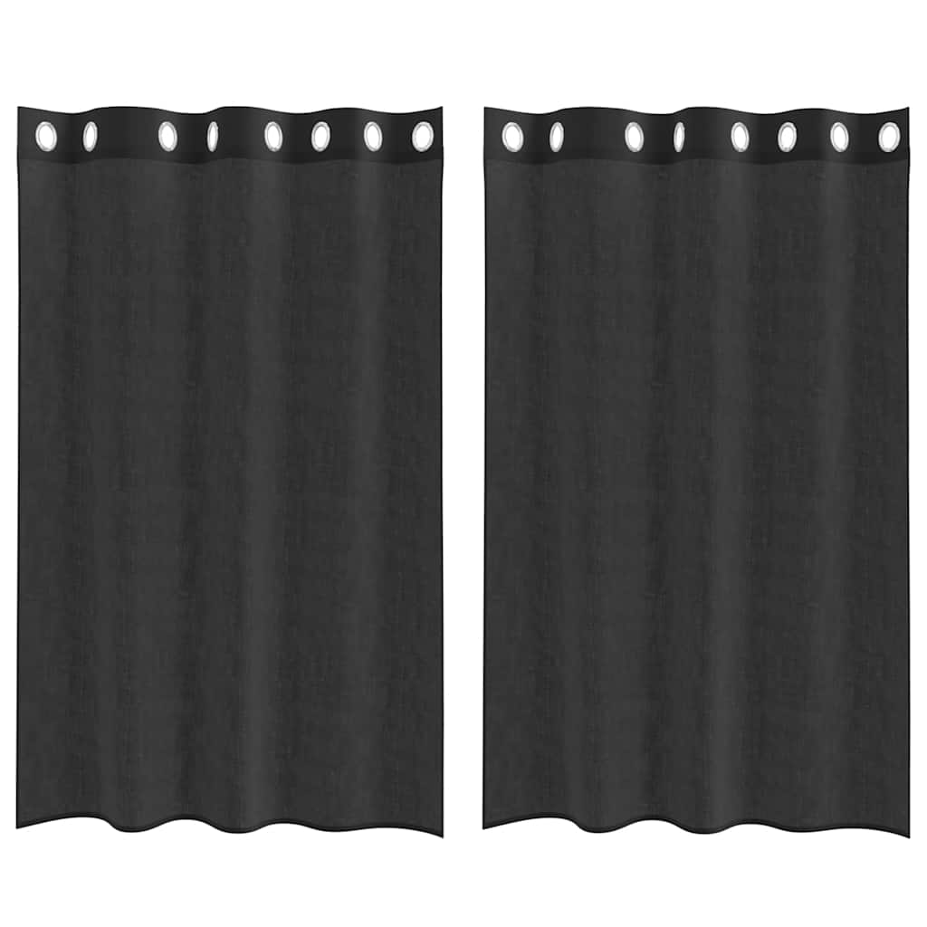 vidaXL Zasłony woalowe z przelotkami 2 szt. Czarne 140x175 cm