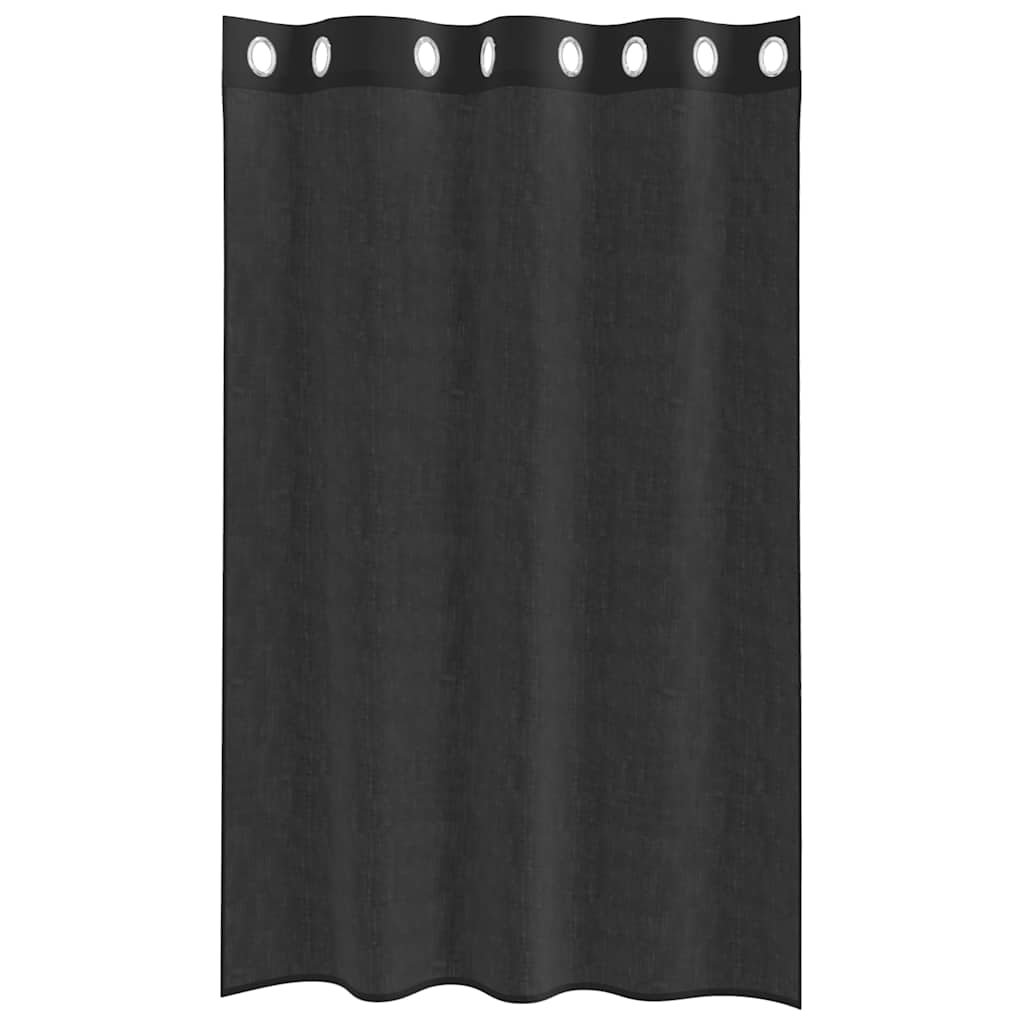 vidaXL Zasłony woalowe z przelotkami 2 szt. Czarne 140x175 cm