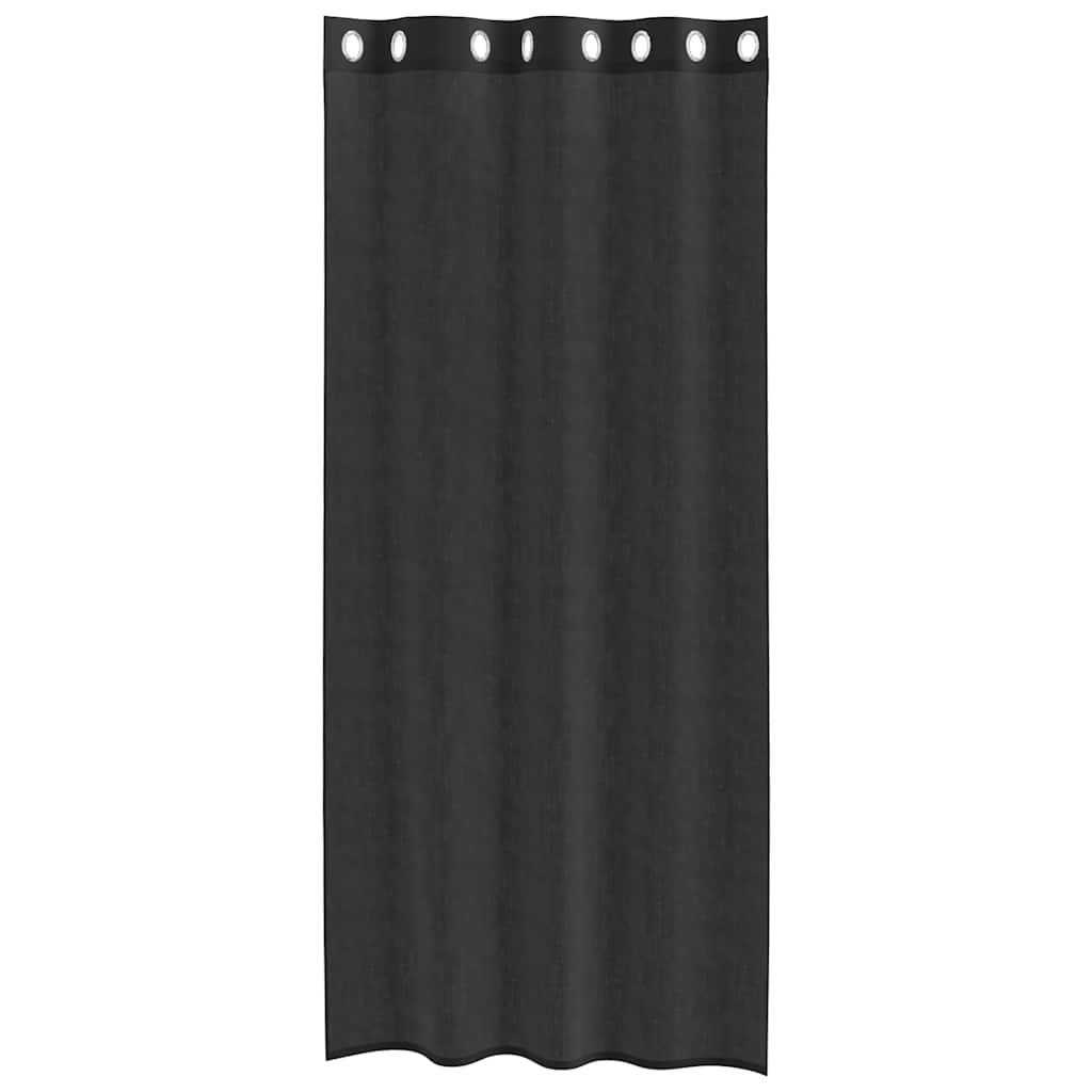 vidaXL Zasłony woalowe z przelotkami 2 szt. Czarne 140x225 cm