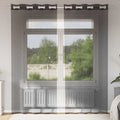 vidaXL Zasłony woalowe z przelotkami 2 szt. Czarne 140x225 cm