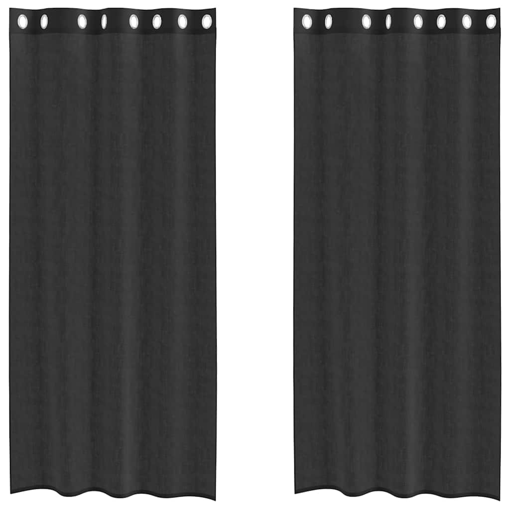 vidaXL Zasłony woalowe z przelotkami 2 szt. Czarne 140x245 cm