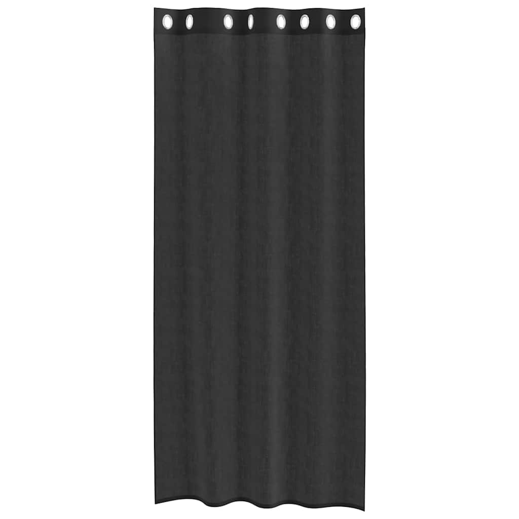 vidaXL Zasłony woalowe z przelotkami 2 szt. Czarne 140x245 cm