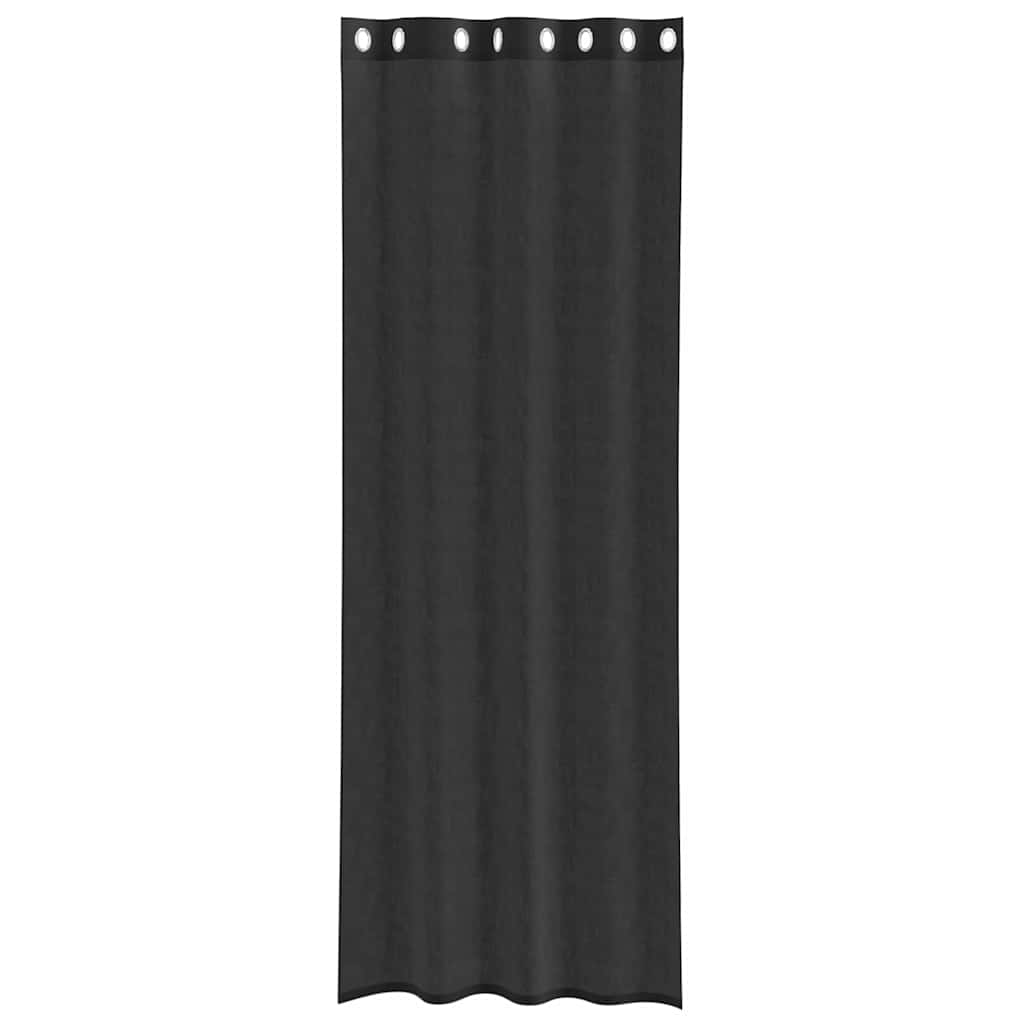 vidaXL Zasłony woalowe z przelotkami 2 szt. Czarne 140x260 cm