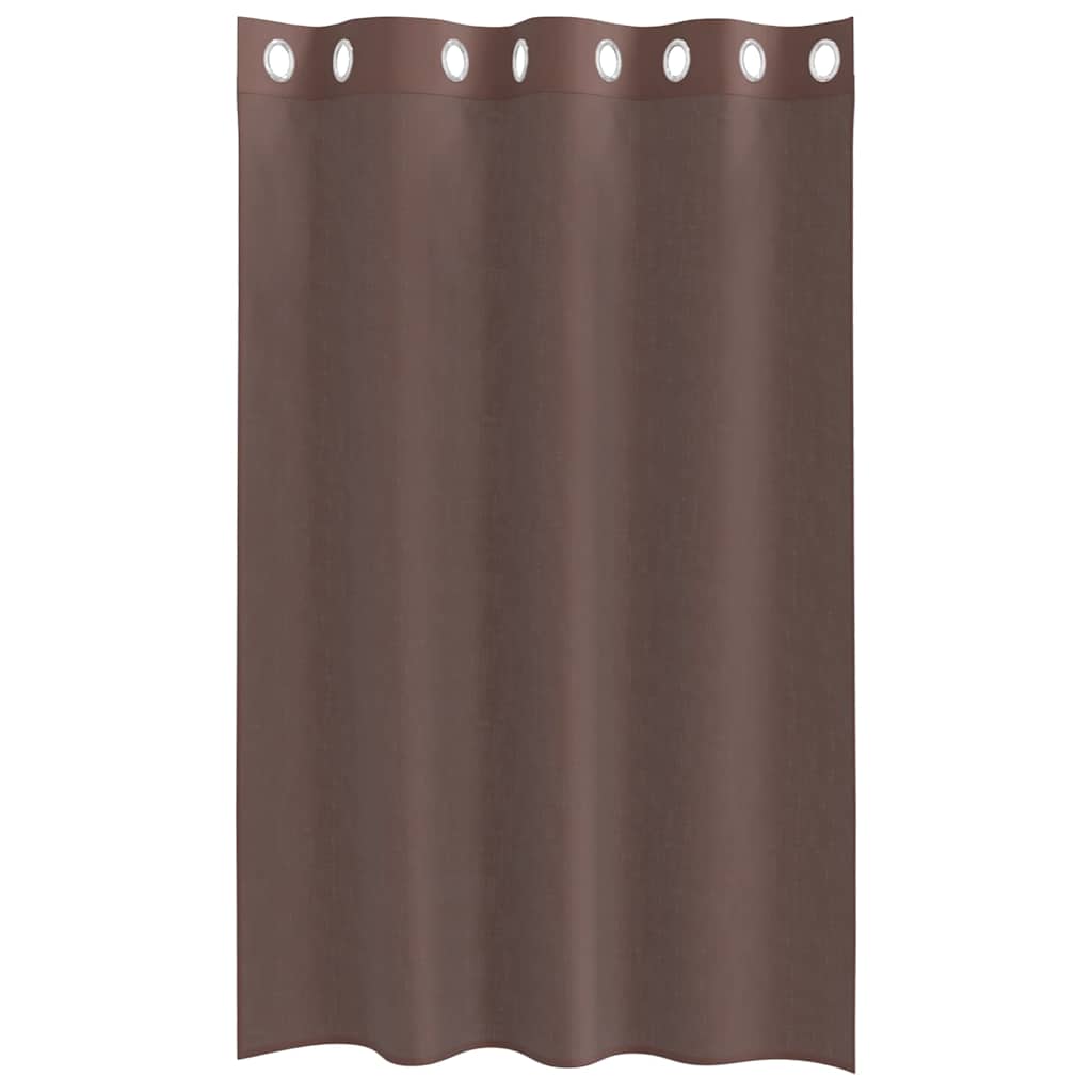 vidaXL Zasłony woalowe z przelotkami 2 szt. Brązowe 140x175 cm