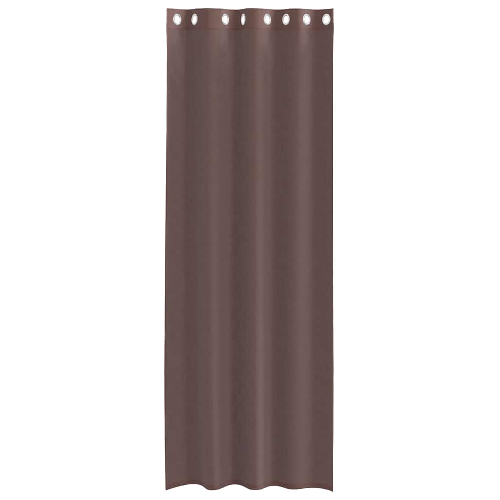 vidaXL Zasłony woalowe z przelotkami 2 szt. Brązowe 140x260 cm