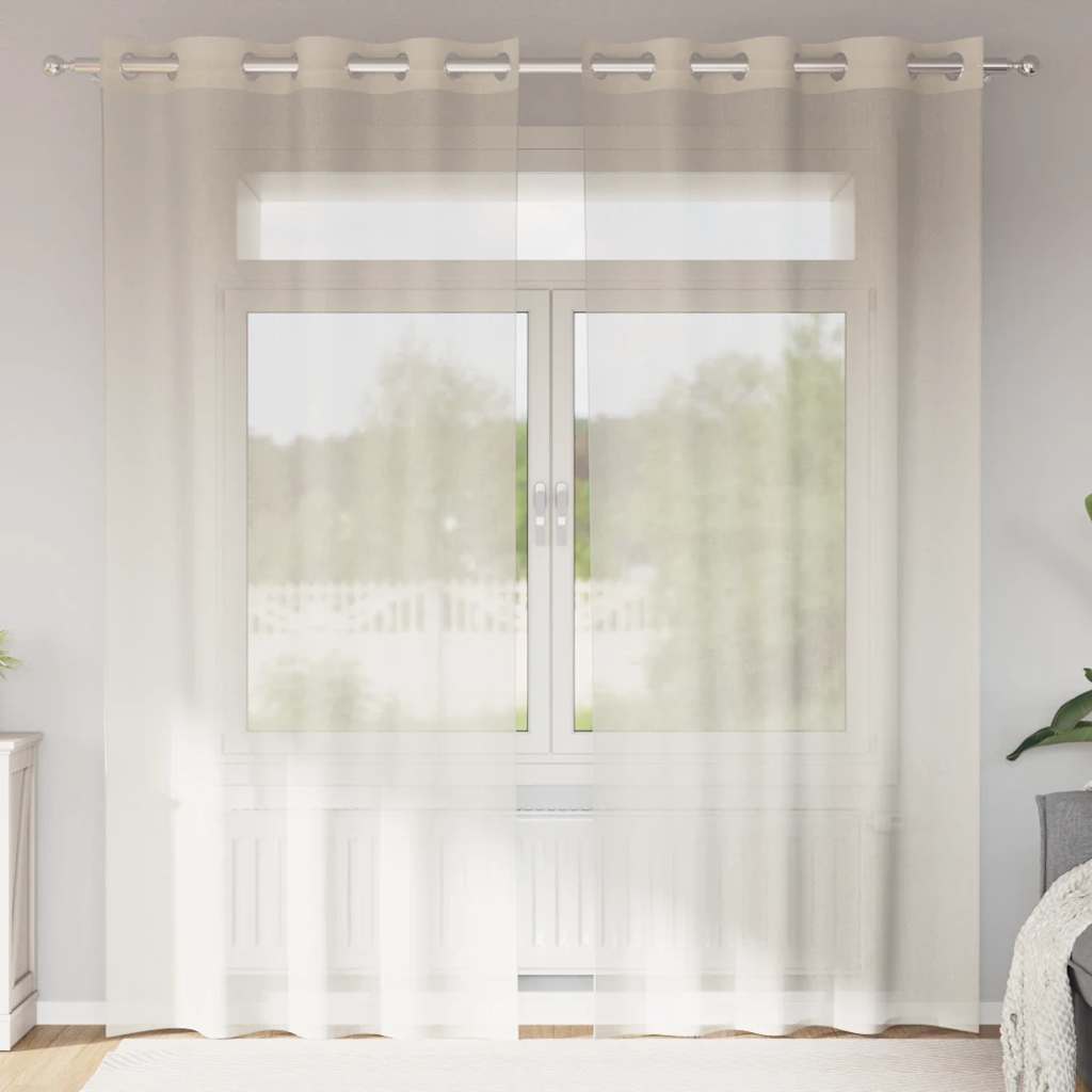 vidaXL Zasłony woalowe z przelotkami 2 szt. Kremowe 140x225 cm