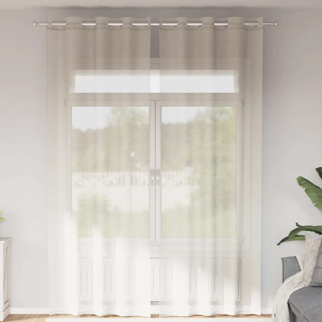 vidaXL Zasłony woalowe z przelotkami 2 szt. Kremowe 140x260 cm