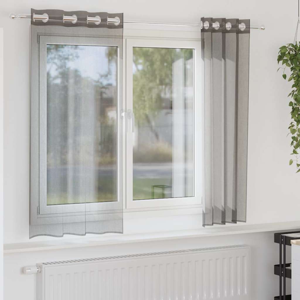 vidaXL Zasłony woalowe z przelotkami 2 szt. Ciemnoszary 140x140 cm