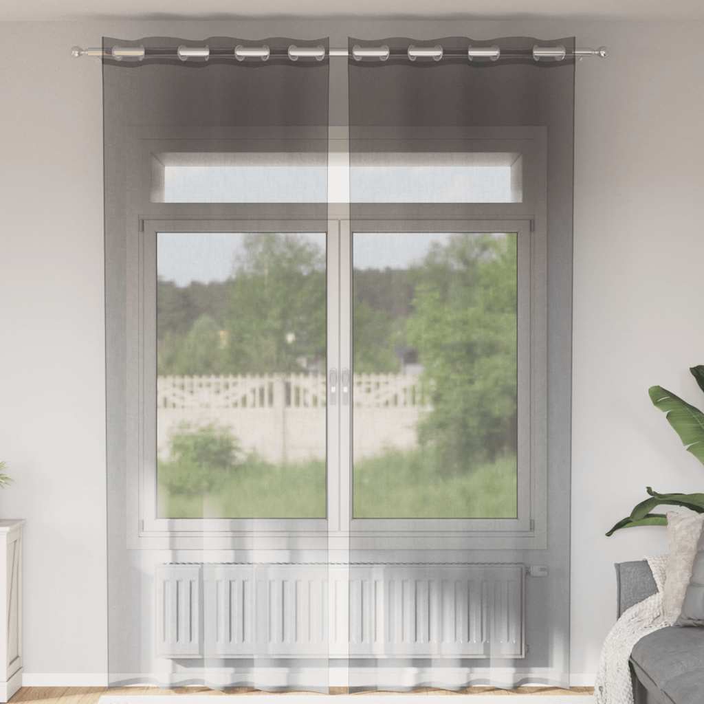 vidaXL Zasłony woalowe z przelotkami 2 szt. Ciemnoszary 140x300 cm