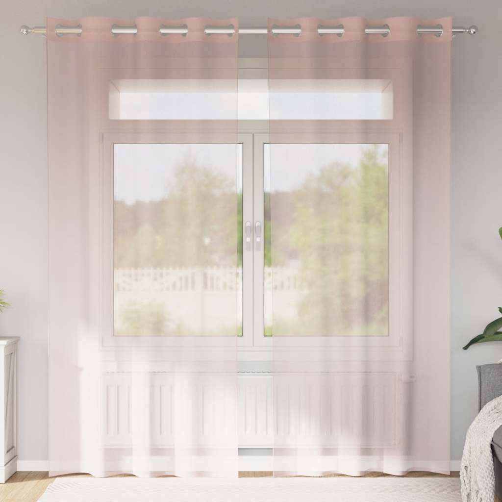 vidaXL Zasłony woalowe z przelotkami 2 szt. Jasnoróżowe 140x245 cm