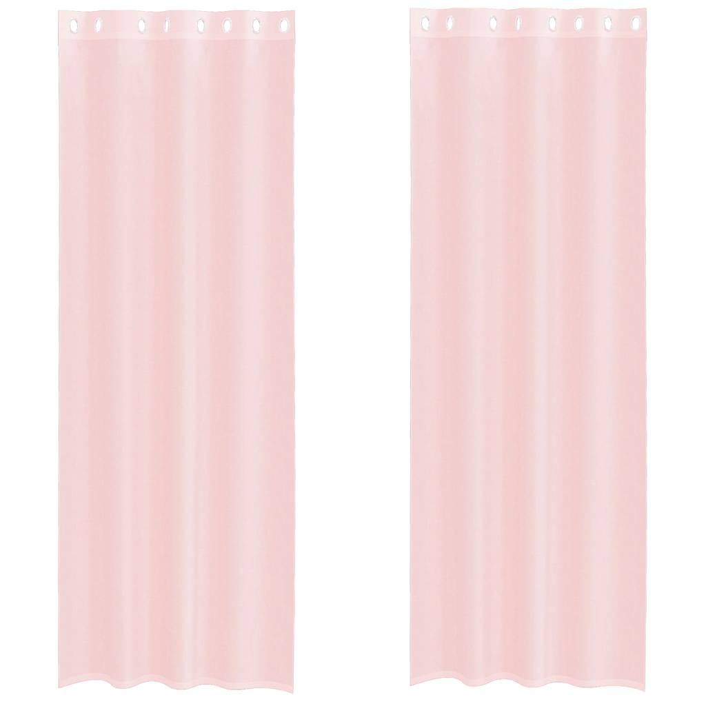 vidaXL Zasłony woalowe z przelotkami 2 szt. Jasnoróżowe 140x260 cm