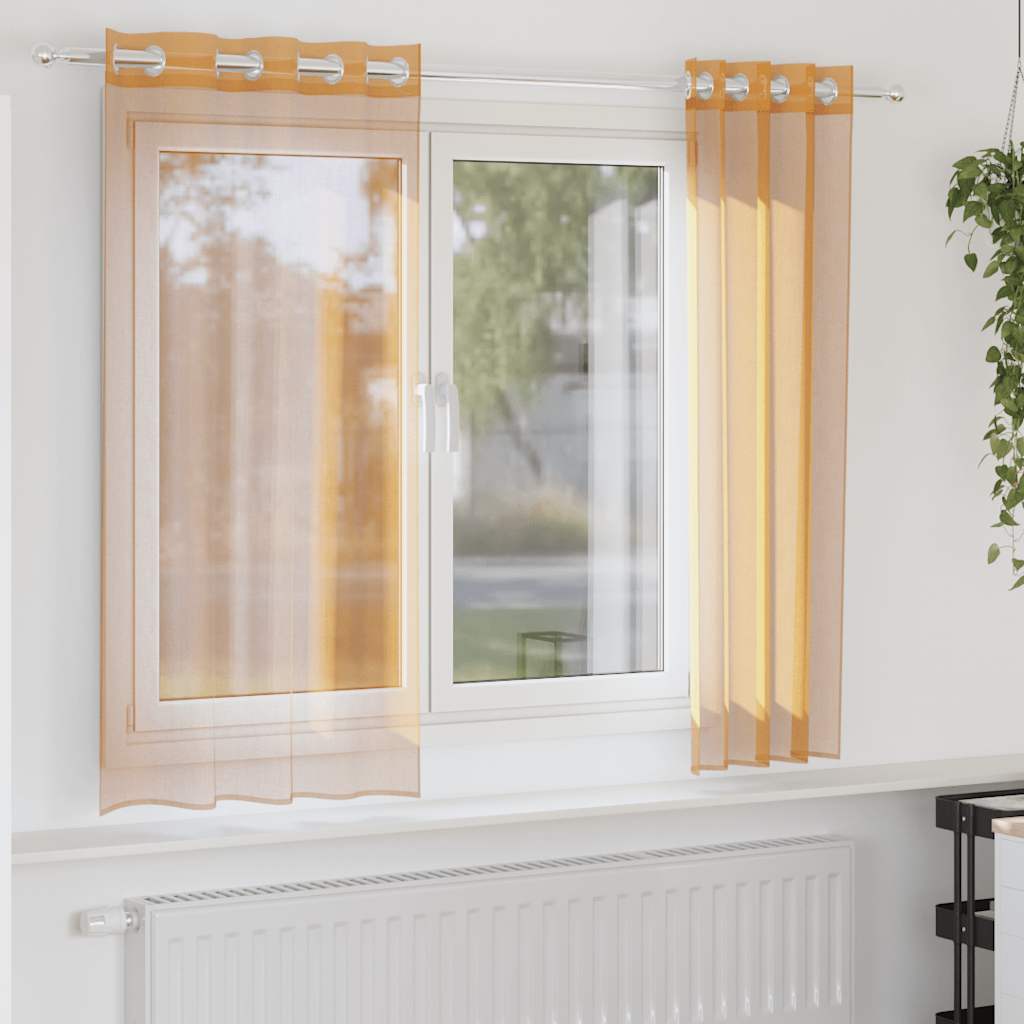 vidaXL Zasłony woalowe z przelotkami 2 szt. Pomarańczowe 140x140 cm