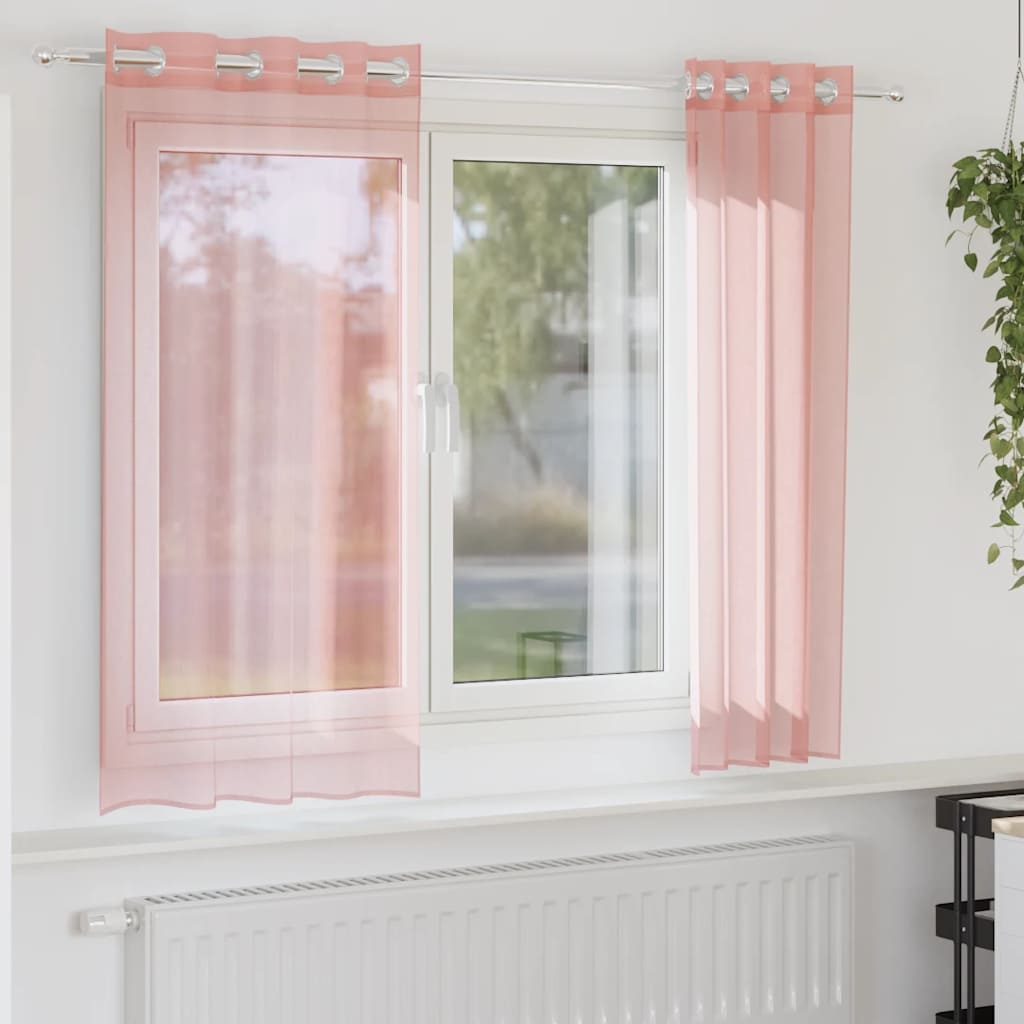 vidaXL Zasłony woalowe z przelotkami 2 szt. Różowe 140x140 cm