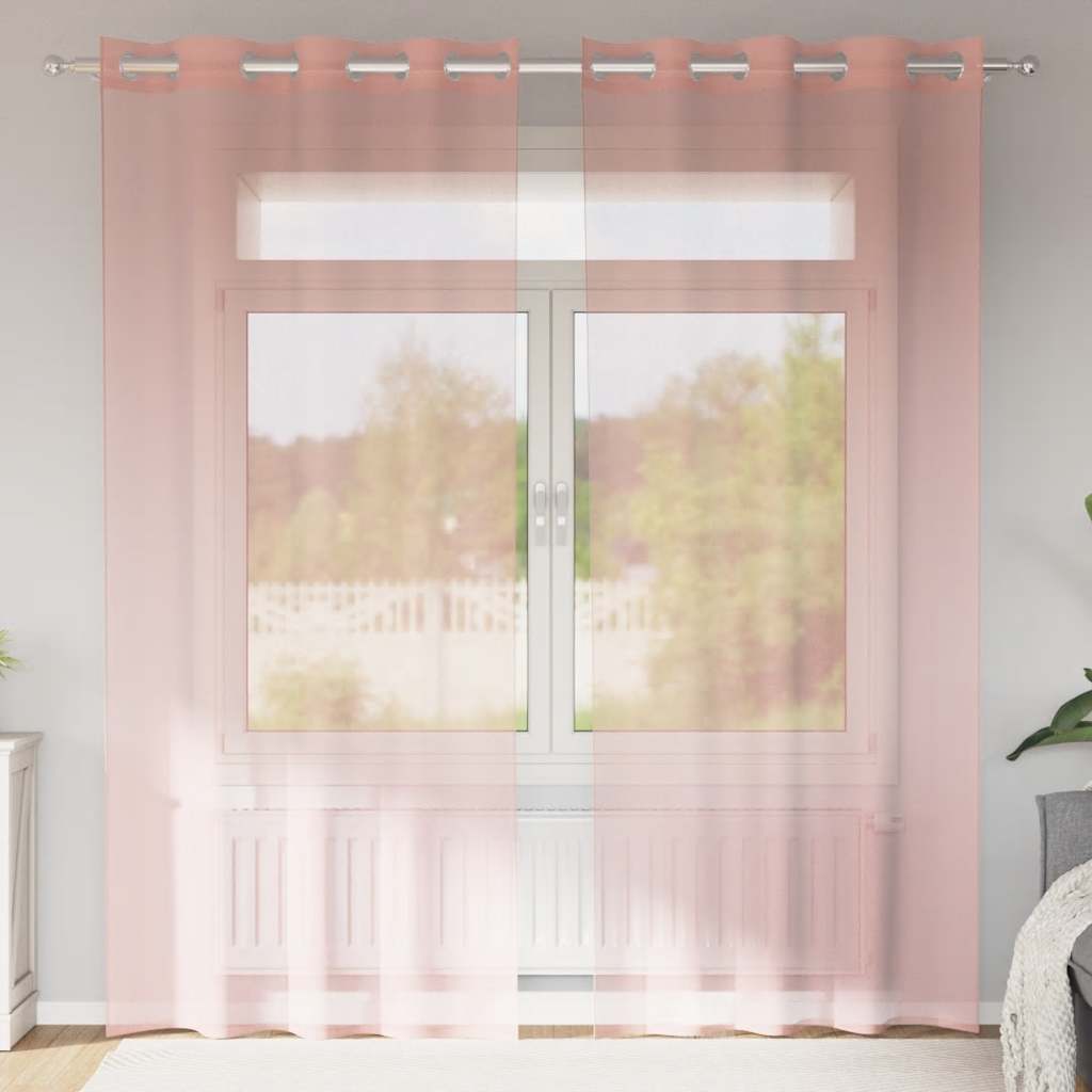 vidaXL Zasłony woalowe z przelotkami 2 szt. Różowe 140x225 cm