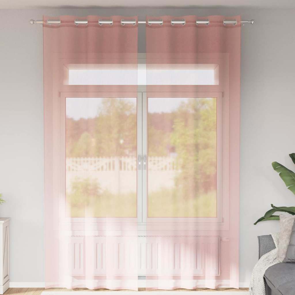 vidaXL Zasłony woalowe z przelotkami 2 szt. Różowe 140x260 cm