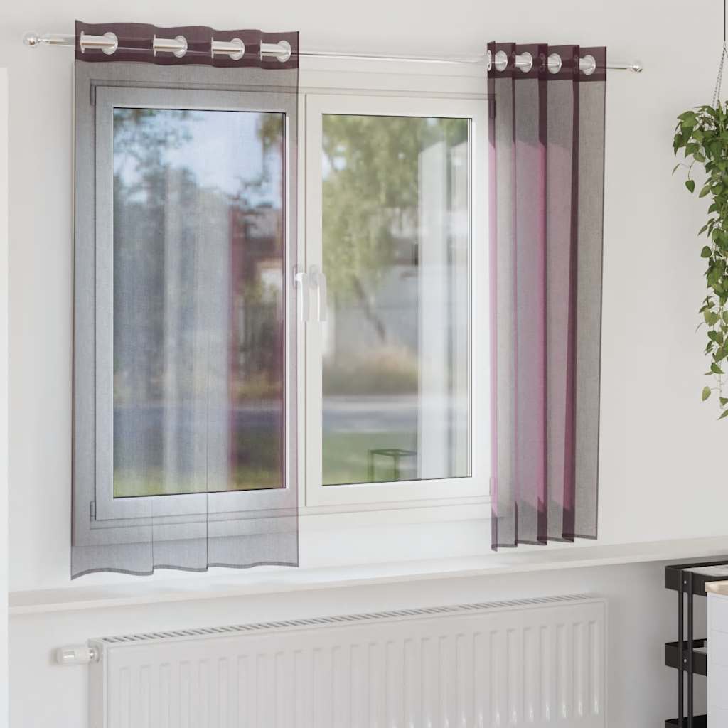 vidaXL Zasłony woalowe z przelotkami 2 szt. Fioletowe 140x140 cm