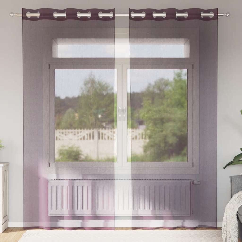 vidaXL Zasłony woalowe z przelotkami 2 szt. Fioletowe 140x225 cm