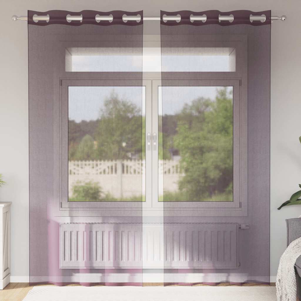 vidaXL Zasłony woalowe z przelotkami 2 szt. Fioletowe 140x245 cm