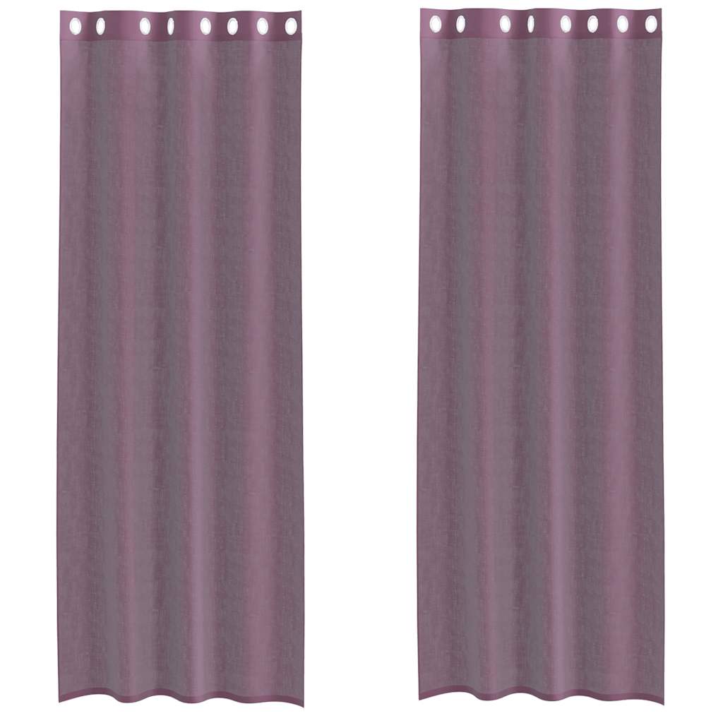 vidaXL Zasłony woalowe z przelotkami 2 szt. Fioletowe 140x260 cm