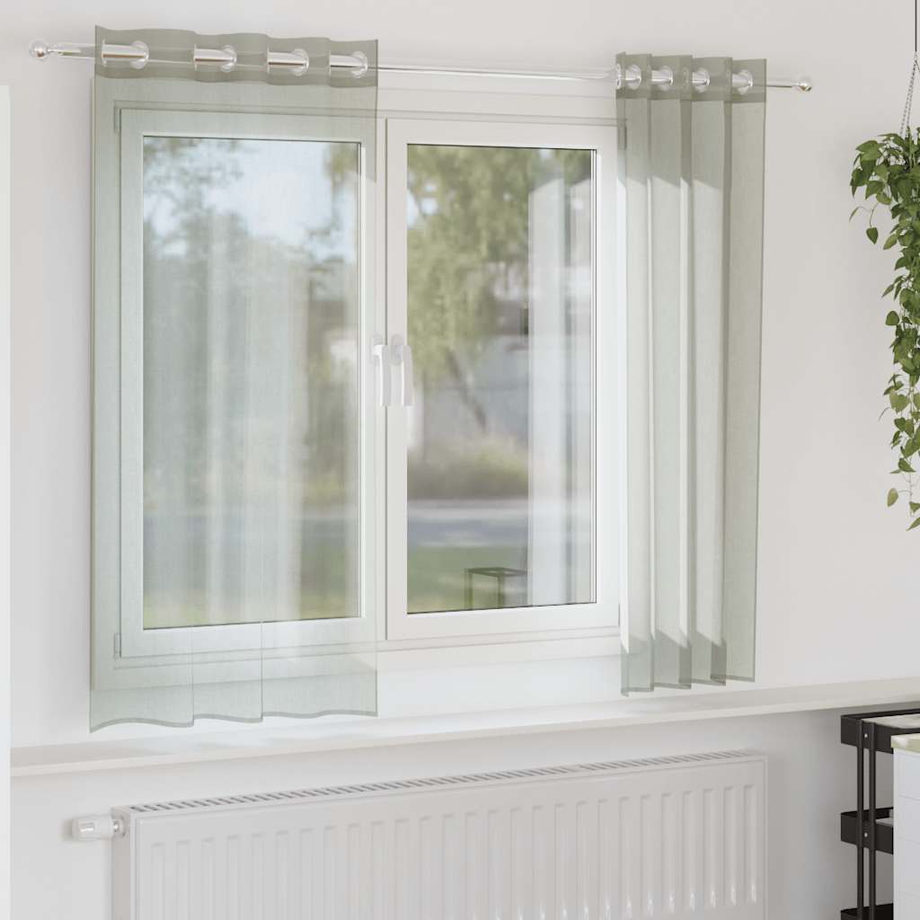 vidaXL Zasłony woalowe z przelotkami 2 szt. Jasnoszary 140x140 cm