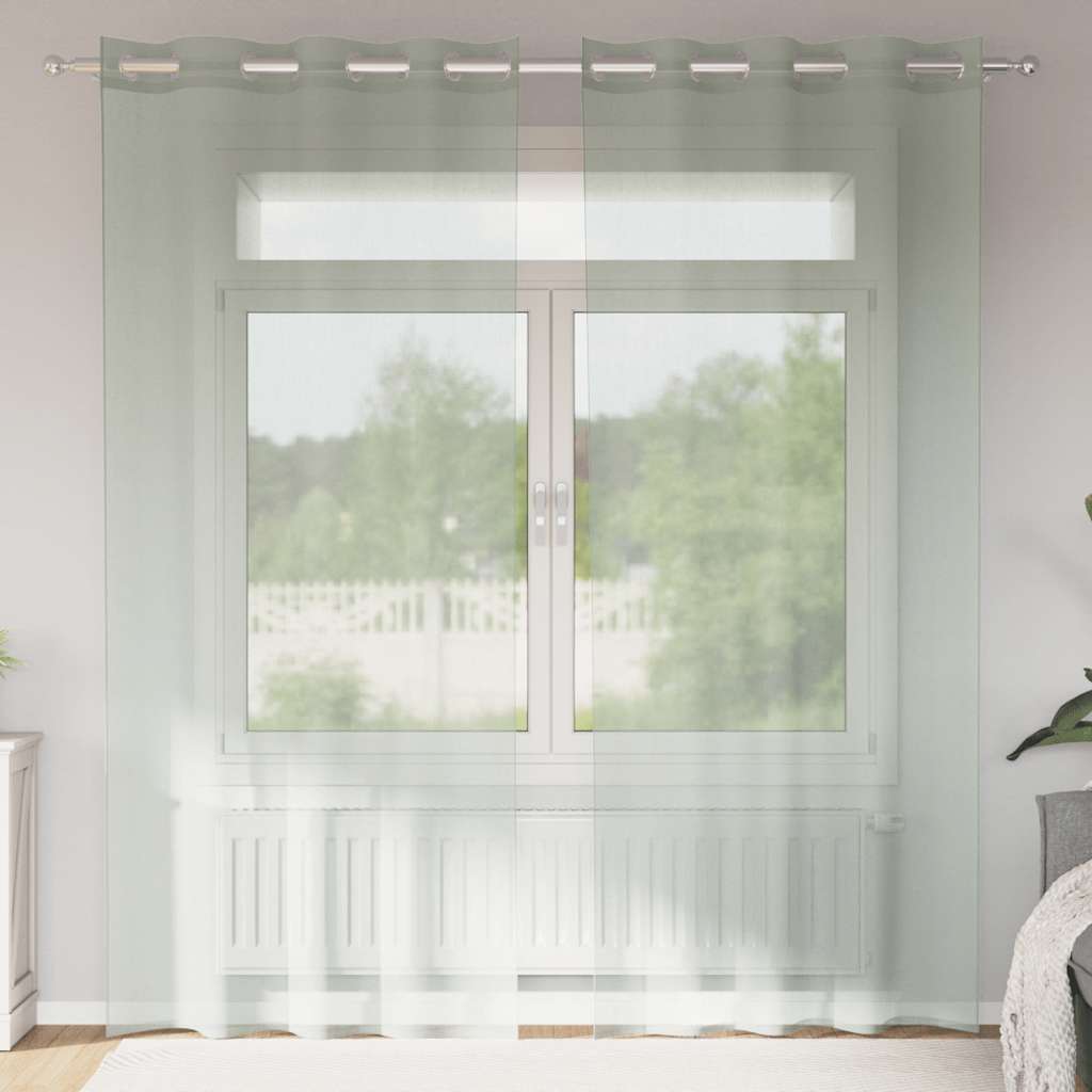 vidaXL Zasłony woalowe z przelotkami 2 szt. Jasnoszary 140x225 cm