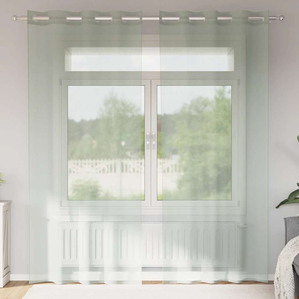 vidaXL Zasłony woalowe z przelotkami 2 szt. Jasnoszary 140x245 cm