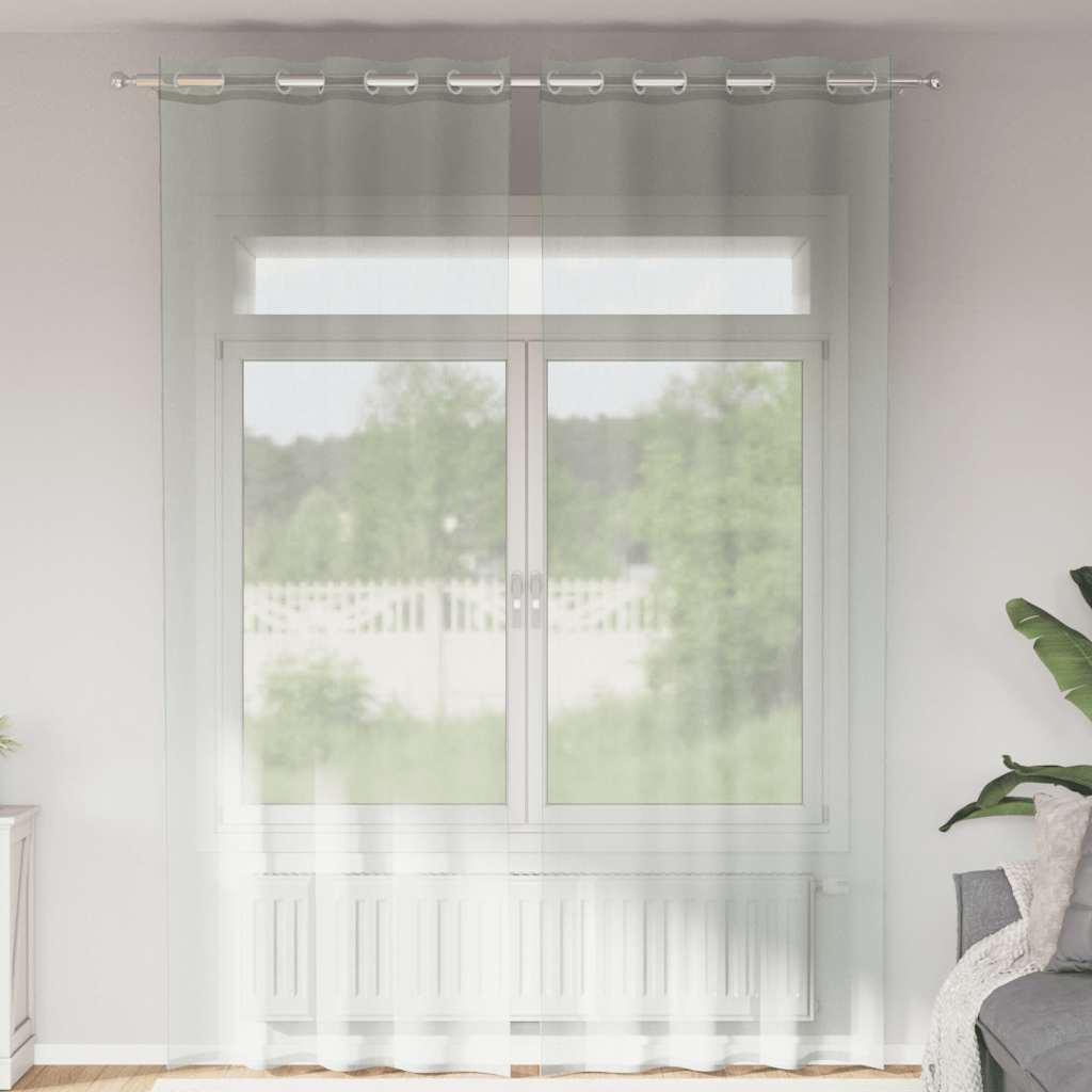 vidaXL Zasłony woalowe z przelotkami 2 szt. Jasnoszary 140x260 cm