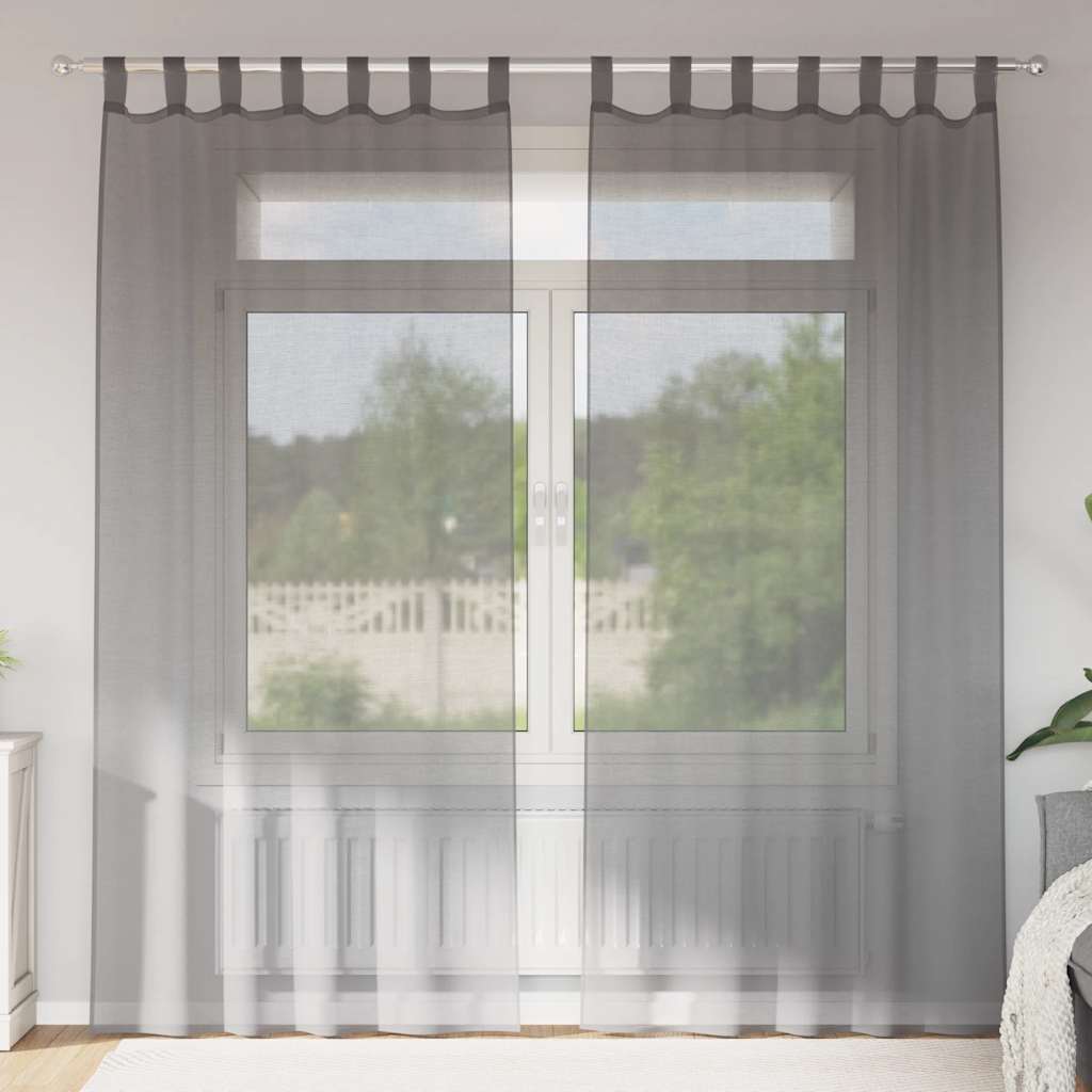 vidaXL Zasłony woalowe z pętelkami 2 szt. Ciemnoszary 140x225 cm
