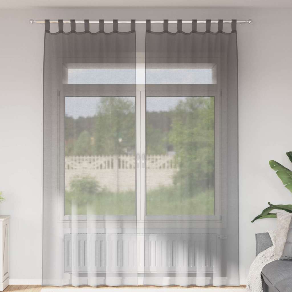 vidaXL Zasłony woalowe z pętelkami 2 szt. Ciemnoszary 140x260 cm