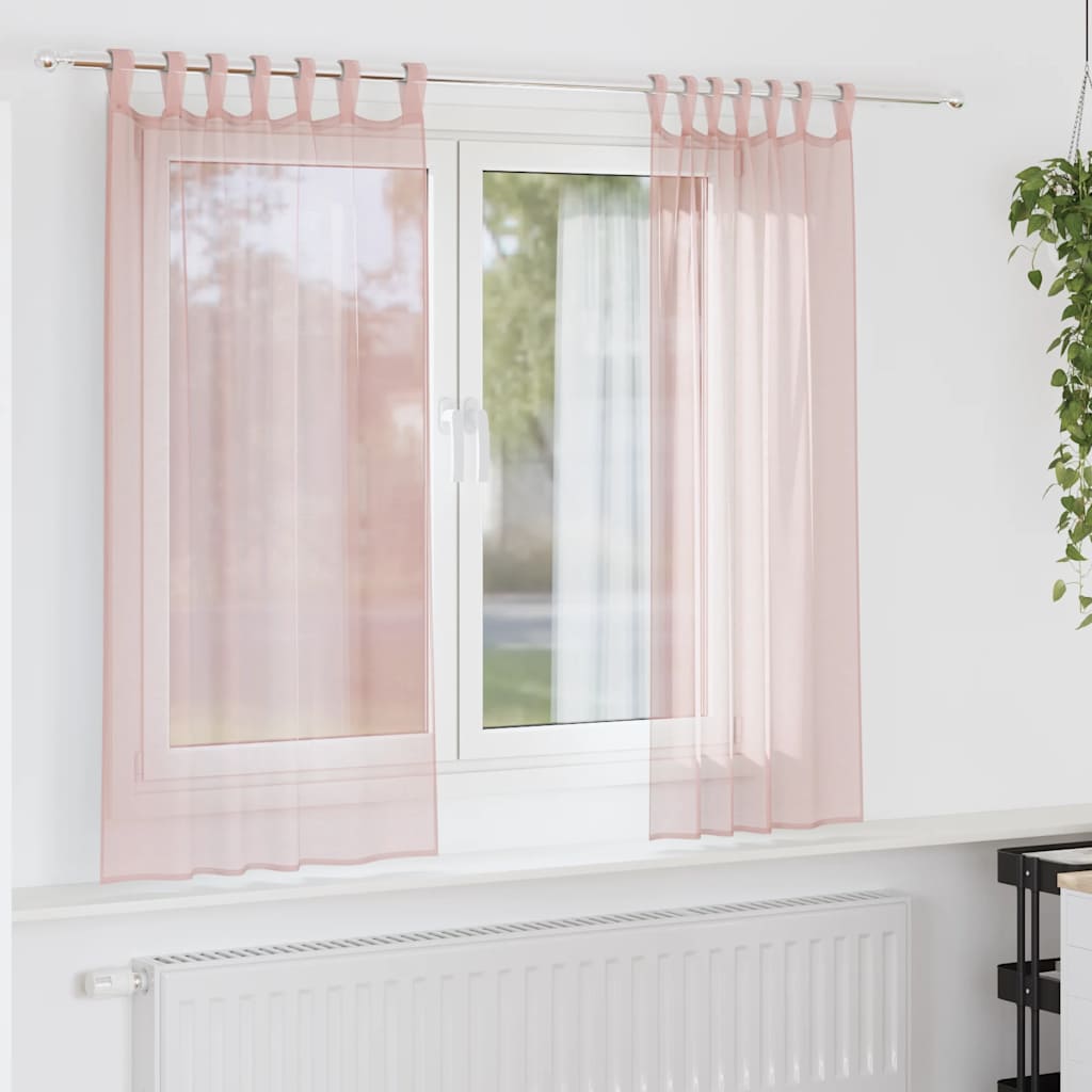 vidaXL Zasłony woalowe z pętelkami 2 szt. Jasnoróżowe 140x140 cm