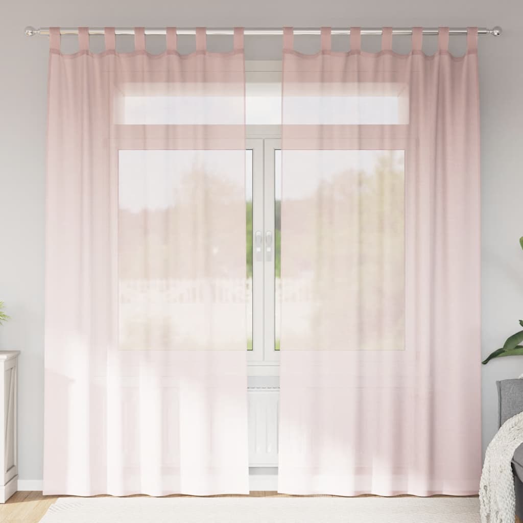 vidaXL Zasłony woalowe z pętelkami 2 szt. Jasnoróżowe 140x225 cm